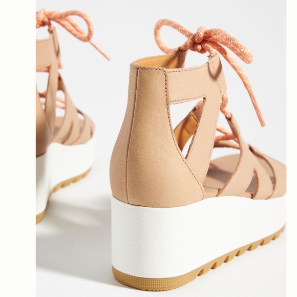 Sorel Cameron Flatform Lace Wedge Sandal Size 7 Beige - Picture 6 of 15